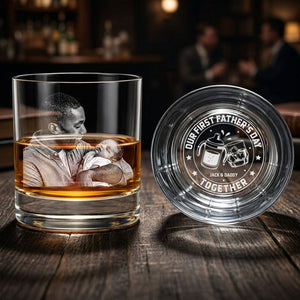 Personalized First Father's Day Whiskey Glass With Photo, New Dad Gift, Daddy Photo with Newborn Gift, Unique Father's Day Gift for New Dad