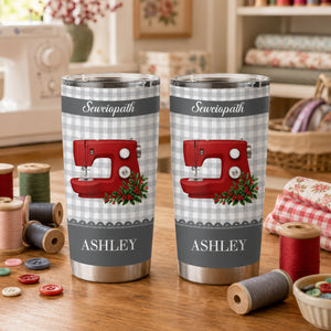 Personalized Sewing Machine 20oz Tumbler - Birth Month Flower Gifts