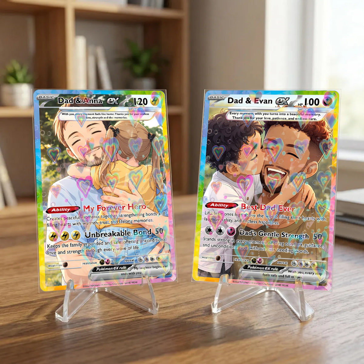 PKM father's Day Card | Custom Photo Art Card | Best Dad Wallet Card | Custom Trading Card Personalized PKM Gift for Dad | Gift From Kids | New Dad Gift