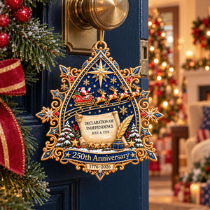 250Th Anniversary Santa Flying Over - Realistic 3D Ornament