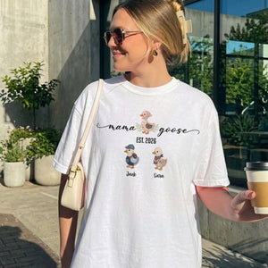 Mama Goose Shirt, Personalized Mama Shirt, Custom Kids Names Shirt, Mom Est Year Tee, Family Goose T-Shirt, Mother Gift