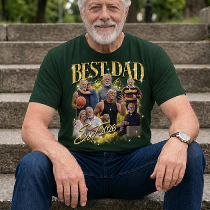 Personalized Best Dad Ever Shirt, Custom Photo Collage Tee, Est 2026 Dad Shirt, Fathers Day Gift, Gift for Dad