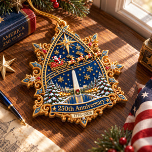 250Th Anniversary Santa Flying Over - Realistic 3D Ornament