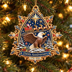 250Th Anniversary Santa Flying Over - Realistic 3D Ornament