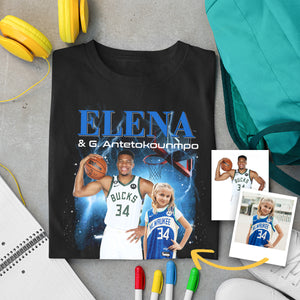 Custom Photo With Your Idol Shirt - Personalized Gift For Basketball Lovers