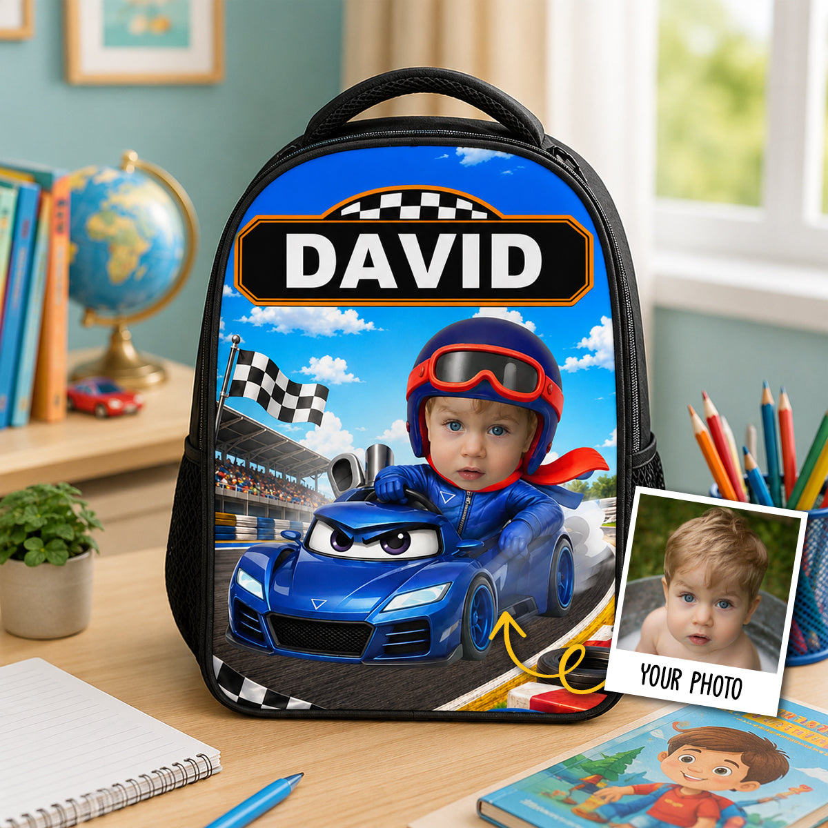 Driven To Explore - Custom Photo Kids Backpack - Personalized Back To School Gifts For Kids