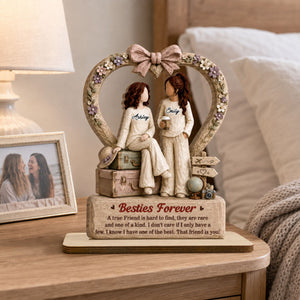 One Soul Two Besties - Personalized 2-Layer Wood Plaque With Flat Base