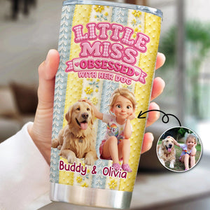 Little Miss Obsessed With Her Dogs - Personalized 3D Inflated Effect Tumbler
