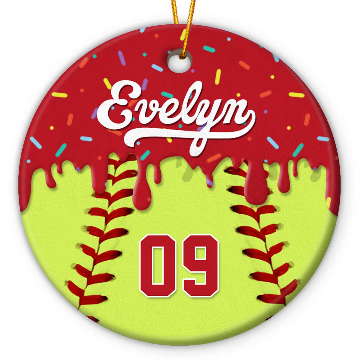 Personalized Softball Ornament Custom Name & Number Softball Gift, Softball Christmas Ornament for Player or Team, Sports Keepsake Gift