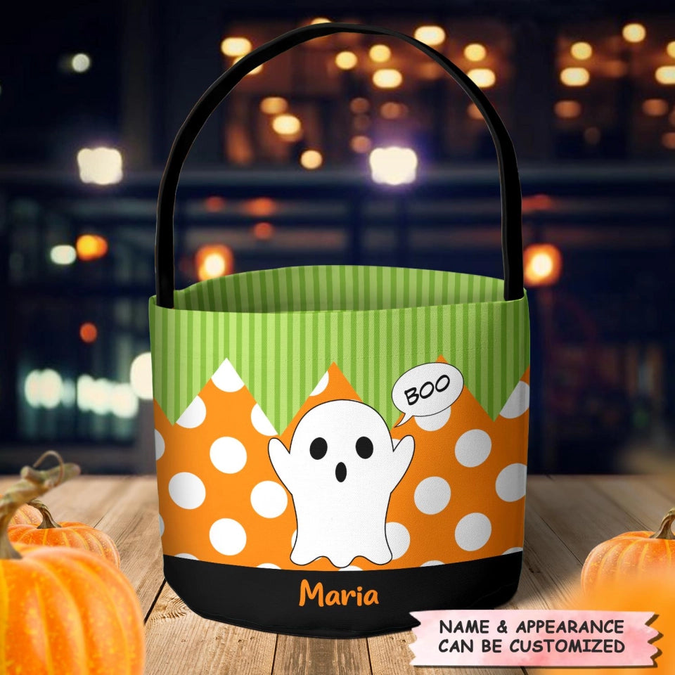 Halloween Ghost Boo! - Personalized Halloween Fabric Basket - Halloween Gift For Kids