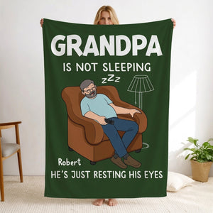 Custom Blanket - Personalized Father's Day Birthday Gifts For Dad, Grandpa - Dad s Favorite Hobby Is Napping