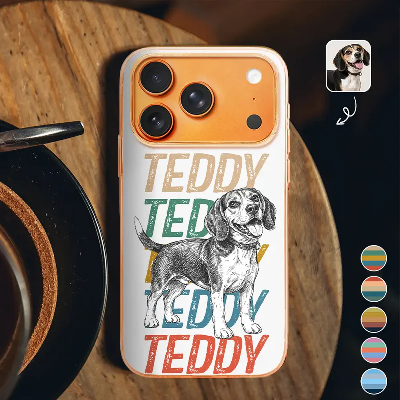Custom Photo Pencil Sketch Art Dog Cat With Colorful Texts - Personalized Phone Case