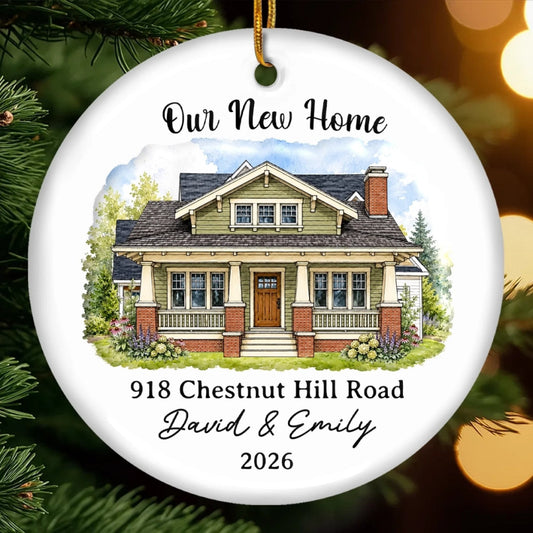 Our New Home - Custom Photo New Home Ceramic Ornament - Personalized Anniversary Christmas Wedding Gifts For Husband And Wife, Him And Her