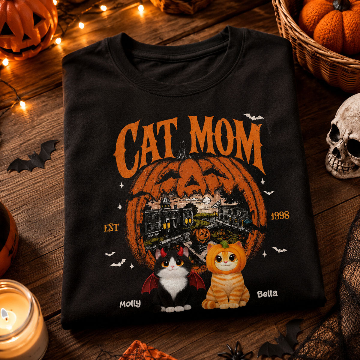Halloween Cat Town, Cute Fall Shirt, Halloween Cat Tee, Gift For Cat Lovers