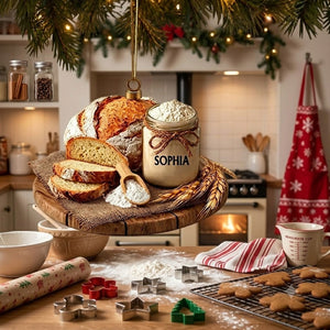 Rustic Christmas Bakery Ornament, Artisan Bread & Baking Holiday Ornament.