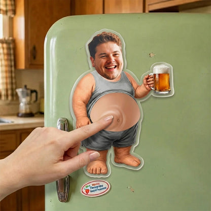 Personalized Funny Dad s Grilling Face Squishy Belly Fridge Magnet, Father's Day Gift For Husband, Custom Dad Photo Squeeze Magnet, Kitchen