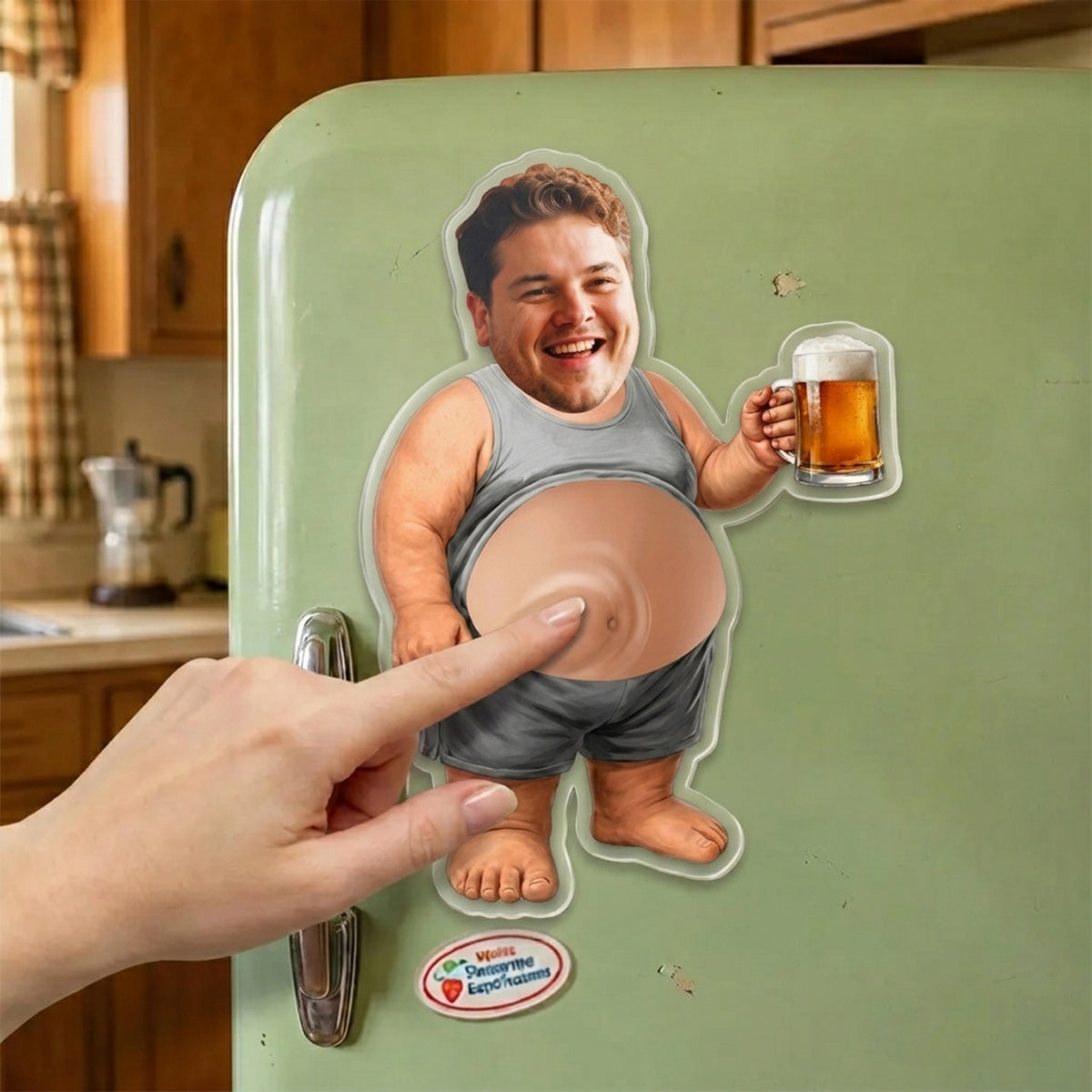 Personalized Funny Dad s Grilling Face Squishy Belly Fridge Magnet, Father's Day Gift For Husband, Custom Dad Photo Squeeze Magnet, Kitchen