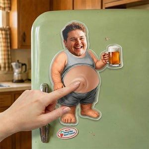 Personalized Funny Dad s Grilling Face Squishy Belly Fridge Magnet, Father's Day Gift For Husband, Custom Dad Photo Squeeze Magnet, Kitchen
