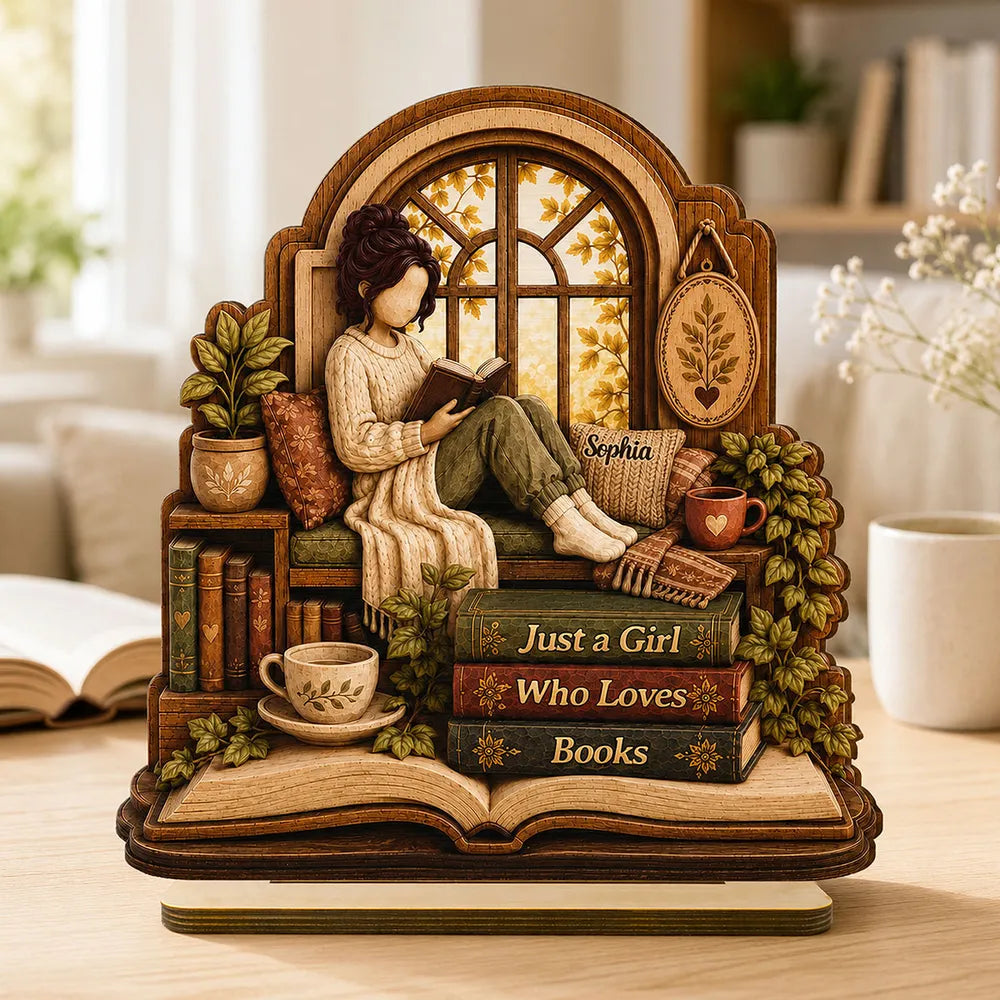 Just A Girl Who Loves Books - Personalized Wooden Plaque For Book Reading Lovers