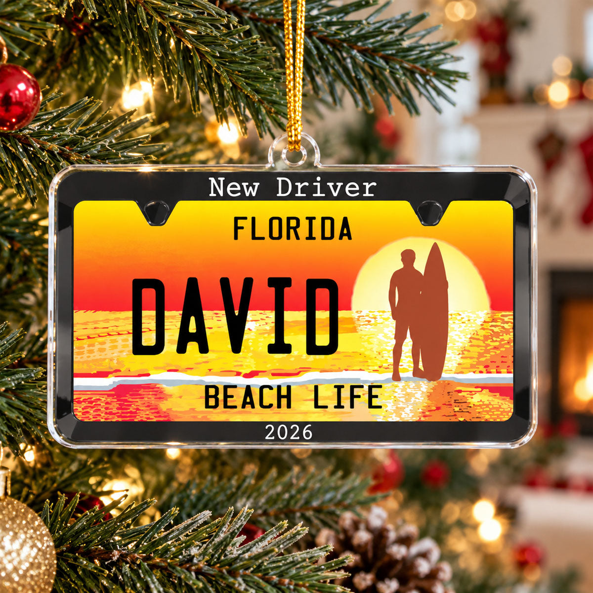 New Driver Custom State Car Plate Ornament, First Teenager Car Gift - Personalized Ornament