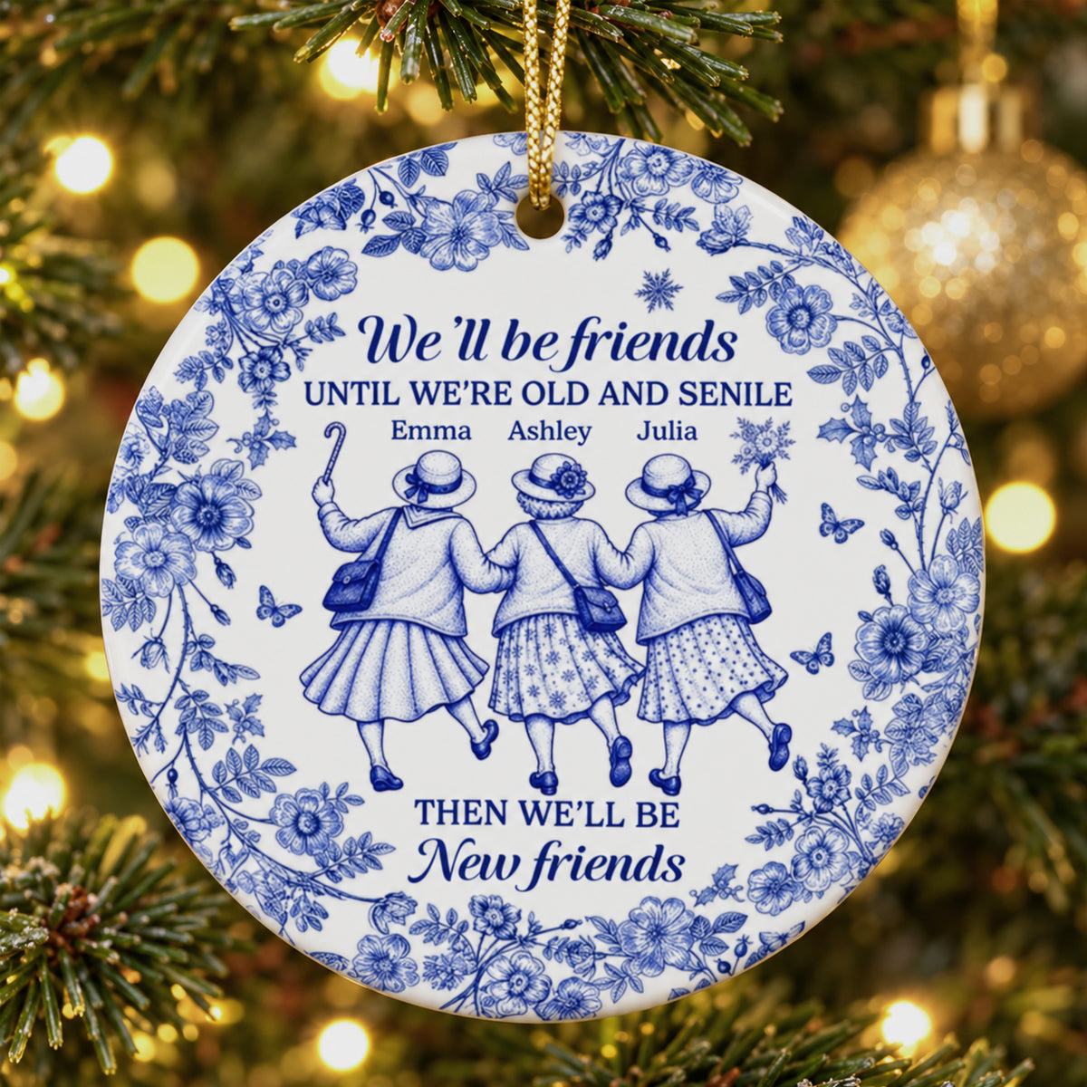 Custom Ceramic Ornament - Personalized Best Friend Christmas Birthday Gifts For Women, Besties, Sisters, BFF - Always In Step