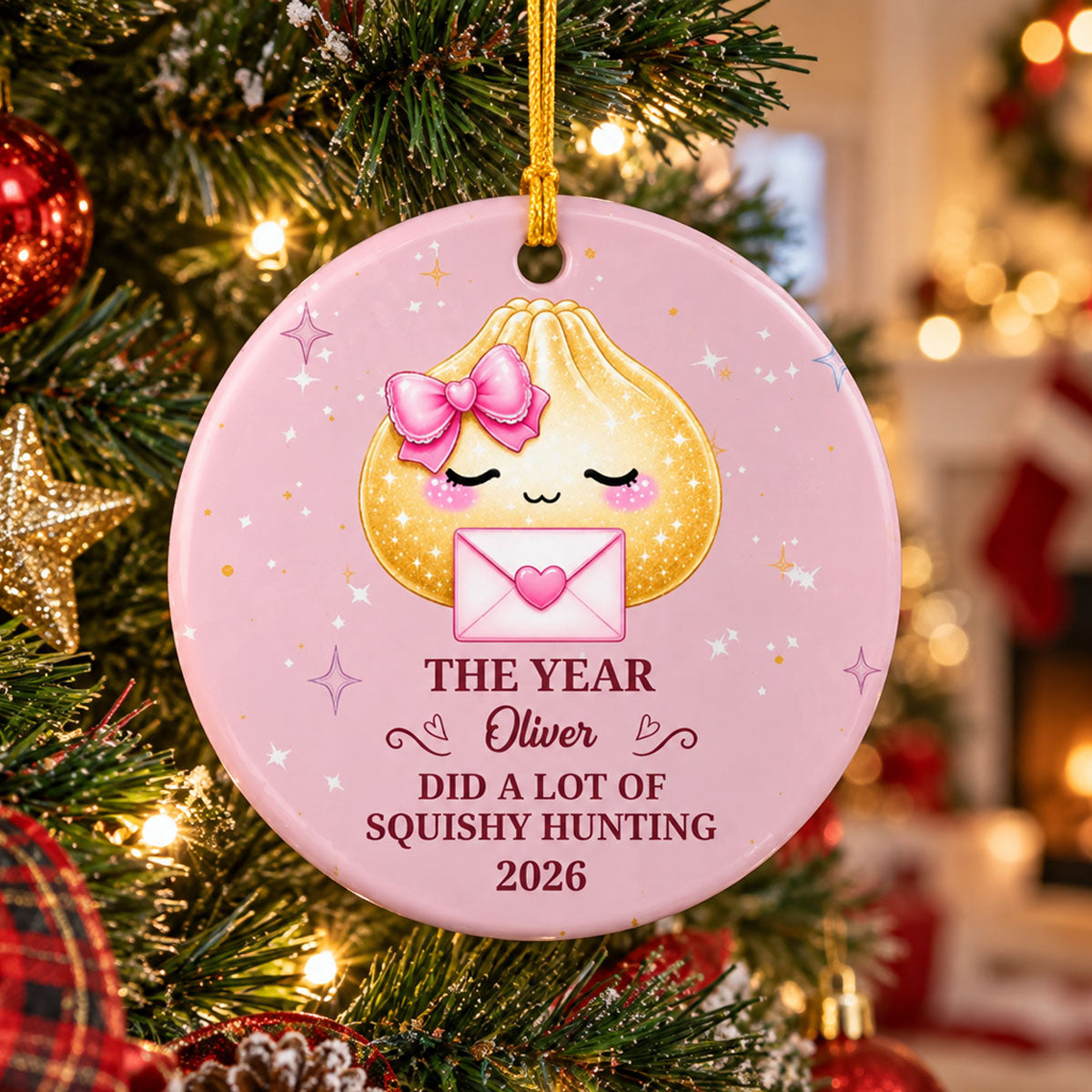 Cute Gift For Kids 2026 Cute Dumpling Squishy Hunter - Personalized Ornament