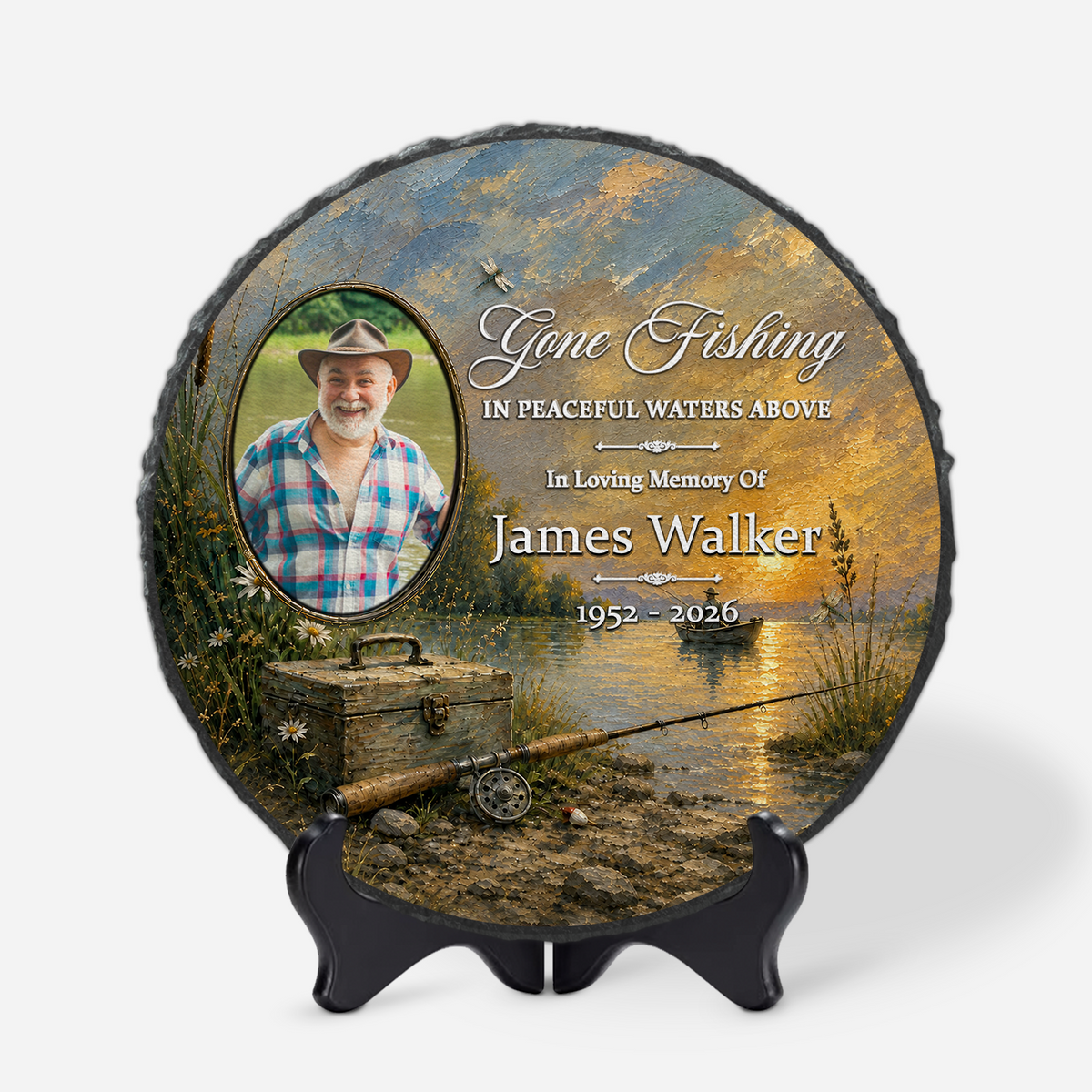 Gone Fishing Photo Memorial Garden Stones - Personalized Memorial Gifts