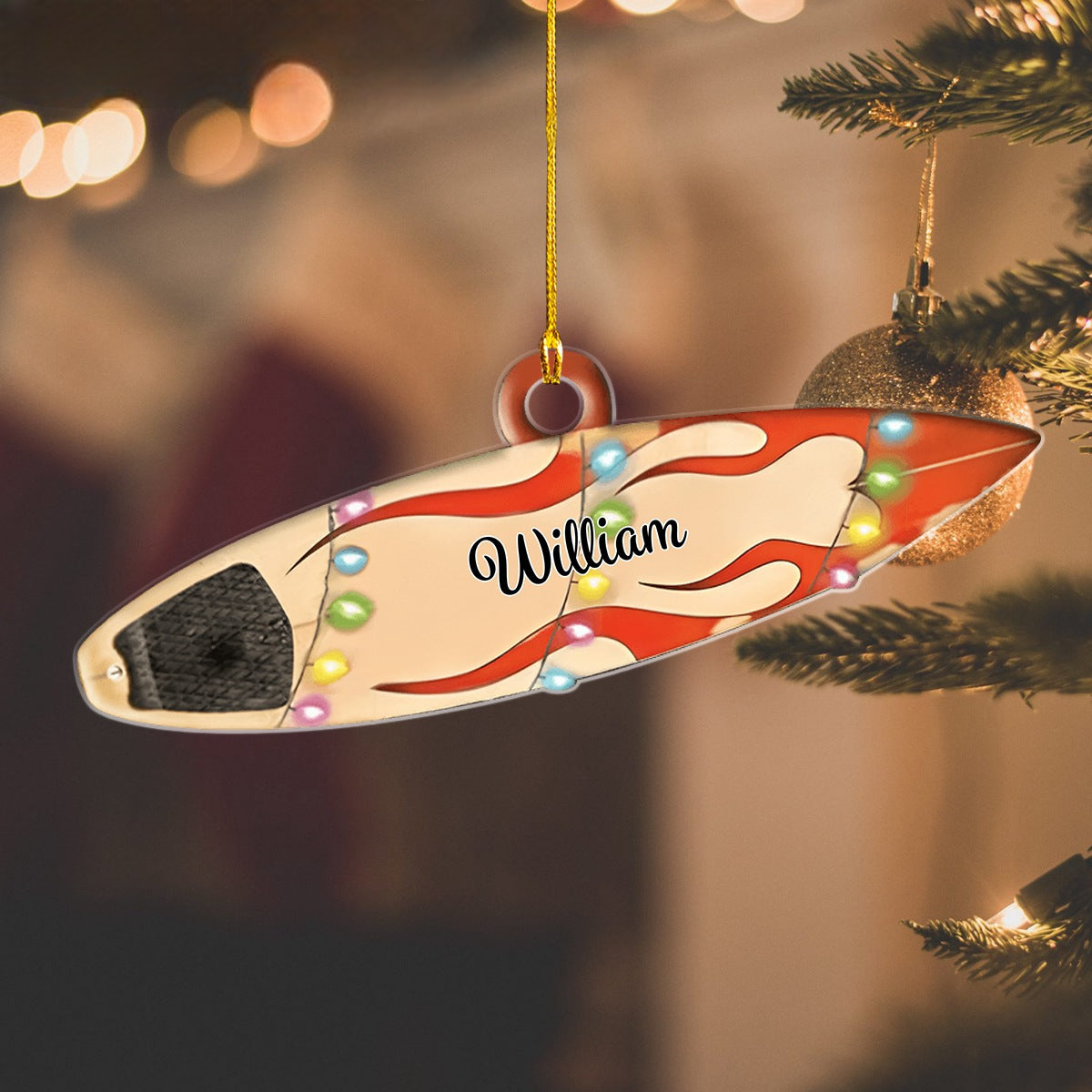 Personalized Surfboard Christmas Shaped Ornament Surfing Player Gift