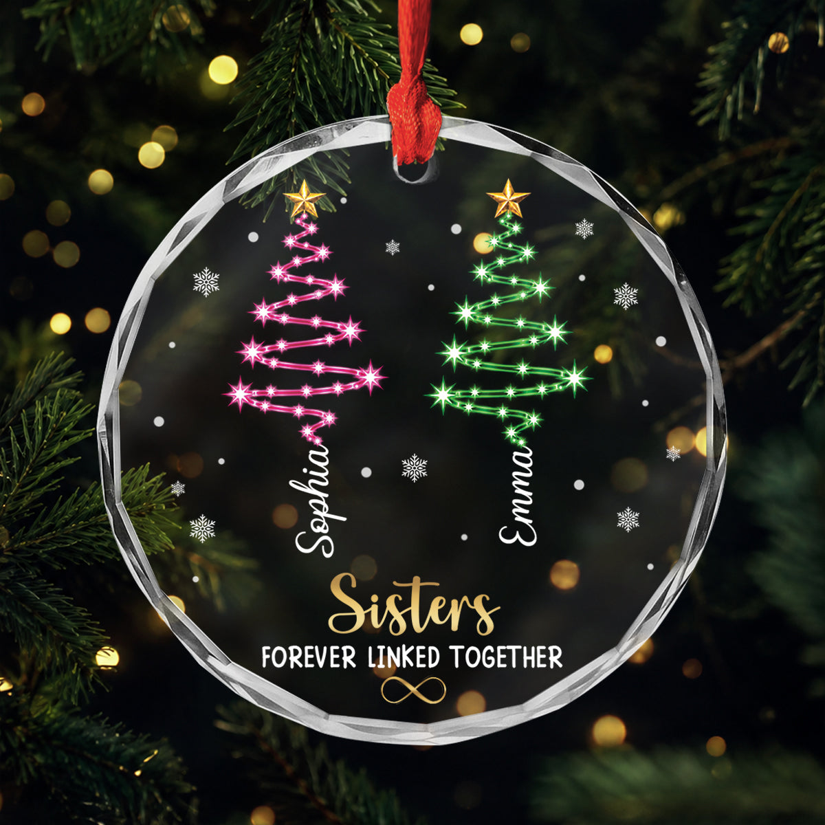 Brothers & Sisters Forever Linked Together Glass Ornament - Personalized Christmas Gifts