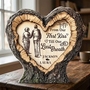 From Our First Kiss Till Our Last Breath - Personalized Wooden Block