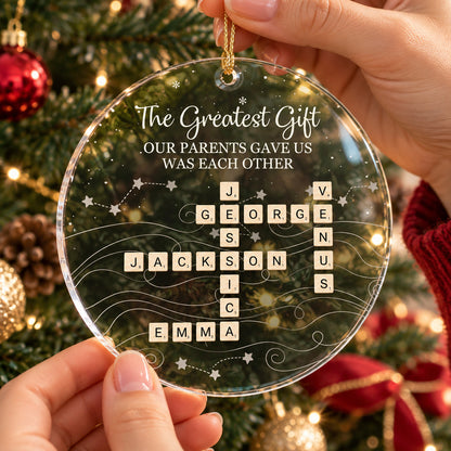 Brothers & Sisters Forever Linked Together Scrabble 2026 Christmas Ornament - Personalized Acrylic Ornament