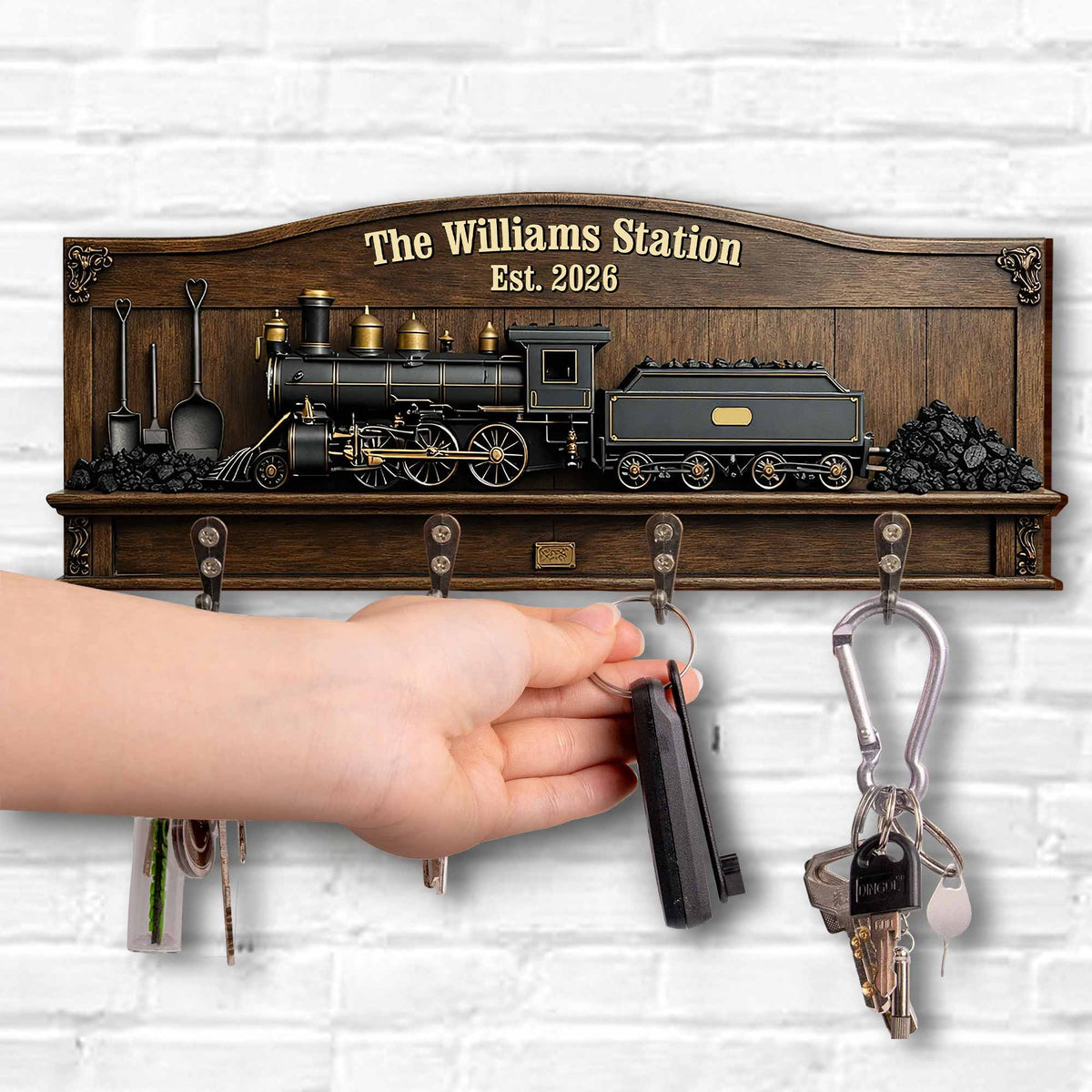 The Family Station, Personalized Key Holder, Gift For Dad and Train lovers
