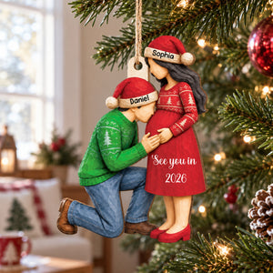 Parents-to-Be Baby Bump 3D Ornament - Personalized Pregnancy Gifts