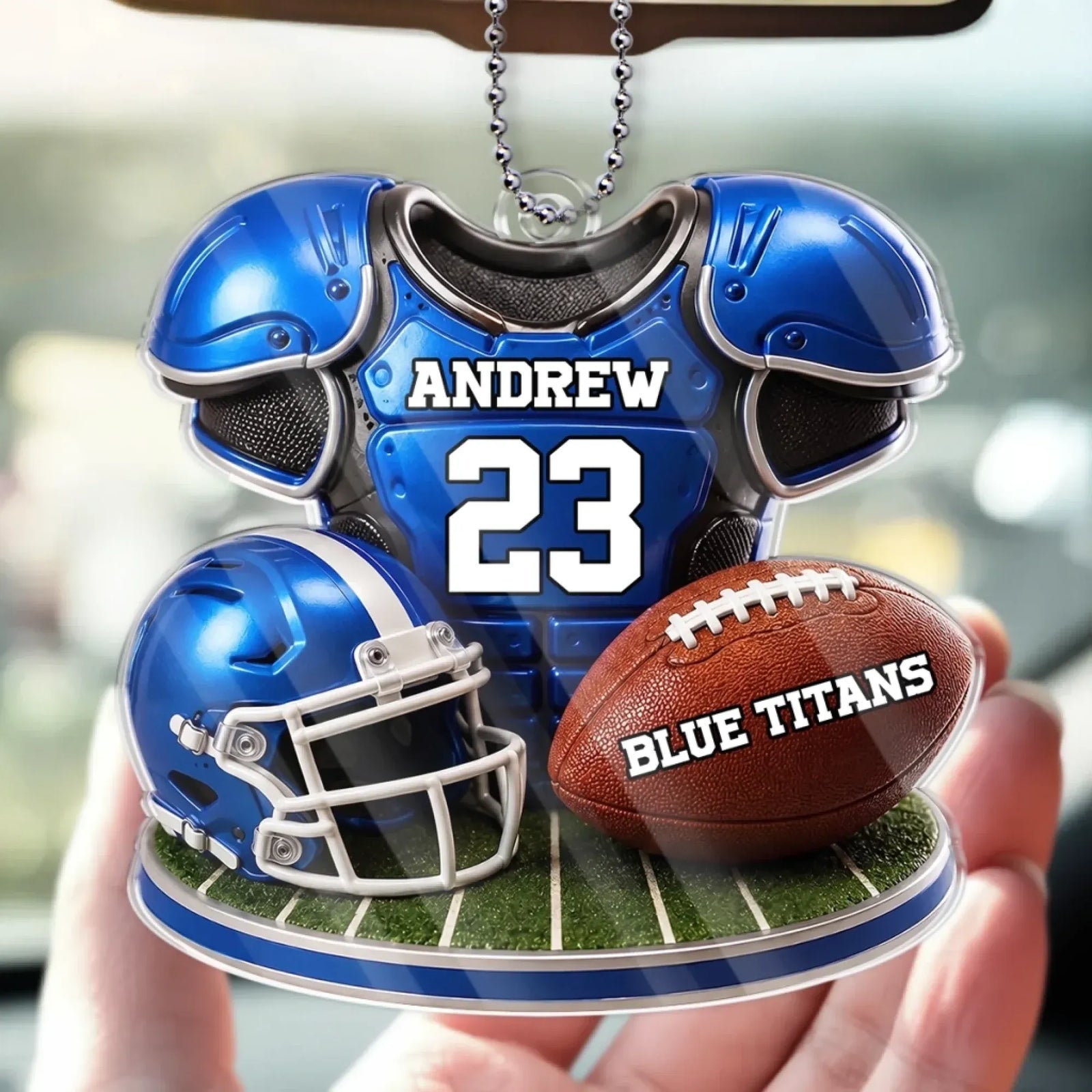 Custom America Football Acrylic Car Ornament - Personalized Birthday Gifts For America Football Lovers, Sports Fans, Sports Lovers
