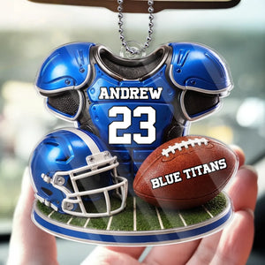 Custom America Football Acrylic Car Ornament - Personalized Birthday Gifts For America Football Lovers, Sports Fans, Sports Lovers