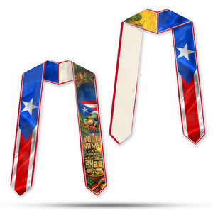 Puerto Rico Graduation Stole Class of 2026, Custom Name Boricua Flag Sash Coqui Design, Senior Grad Gift, College Gift