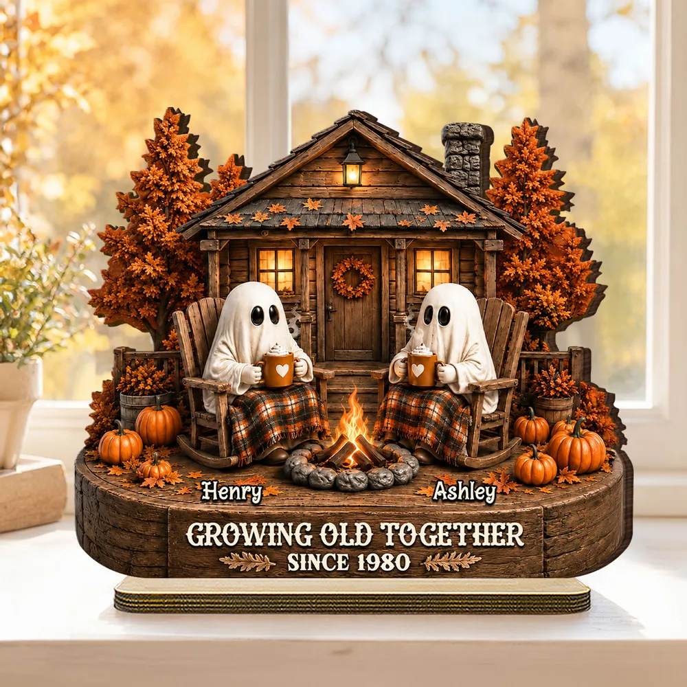 Cute Boo Couple Fall Season Halloween - Personalized 2-Layered Wooden Plaque