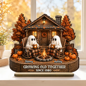 Cute Boo Couple Fall Season Halloween - Personalized 2-Layered Wooden Plaque