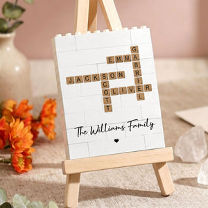 Custom Family Name Puzzle Crossword - Personalized Brick Block