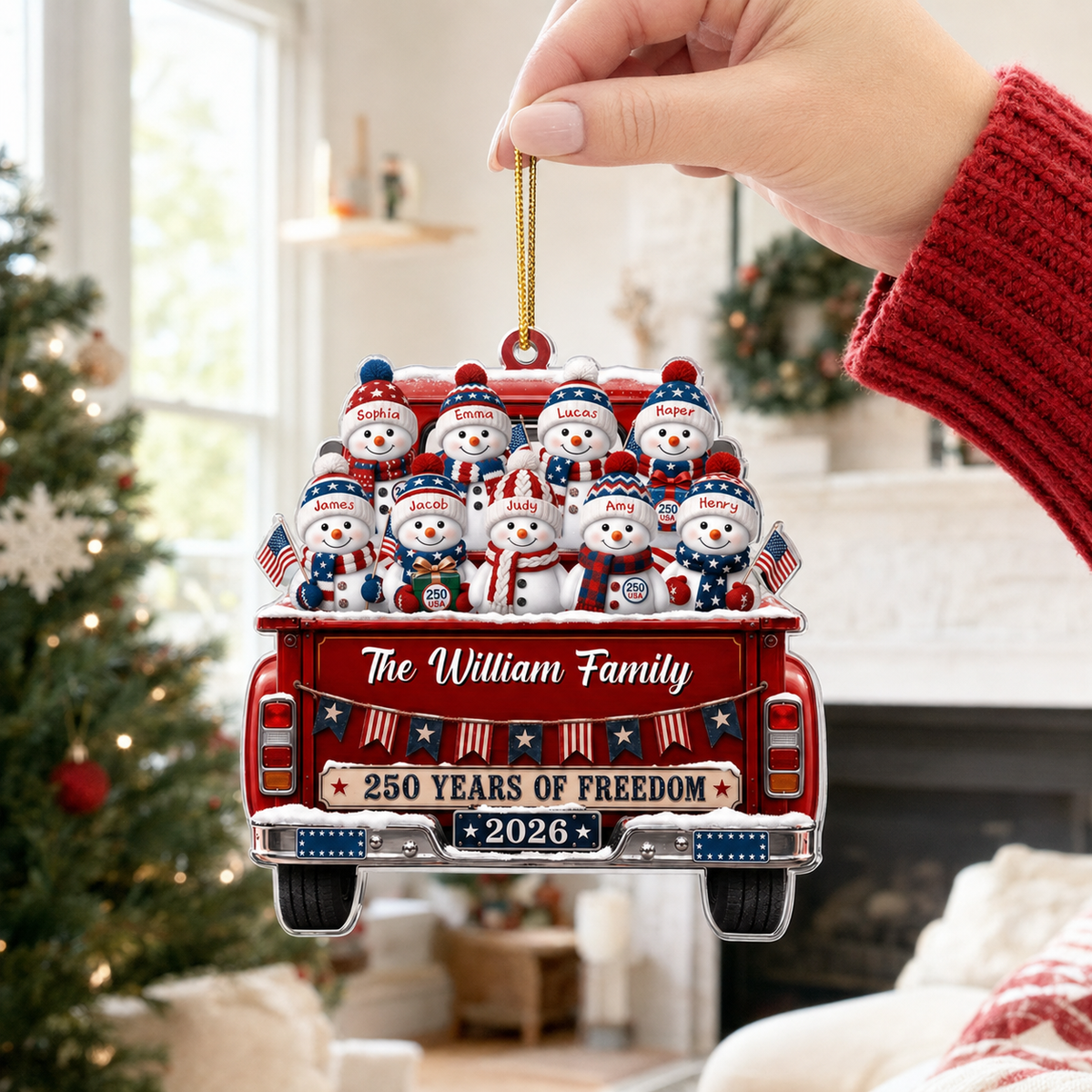 America 250th Anniversary Christmas Gifts For Mom, Dad, Family - Personalized Ornament