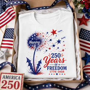 Grandma Patriotic Dandelion 250th Anniversary - Personalized Shirt - Gift for Grandma