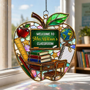 Welcome to Teacher's Classroom - Personalized Acrylic Suncatcher - Back to School Gift for Teacher, Classroom Decor
