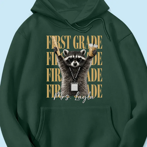 Grade Level Funny Raccoon Teacher - Personalized Shirt - Back To School Gift