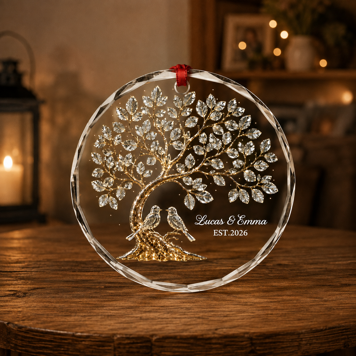 Tree of Love Glass Ornament - Personalized Couple Gifts
