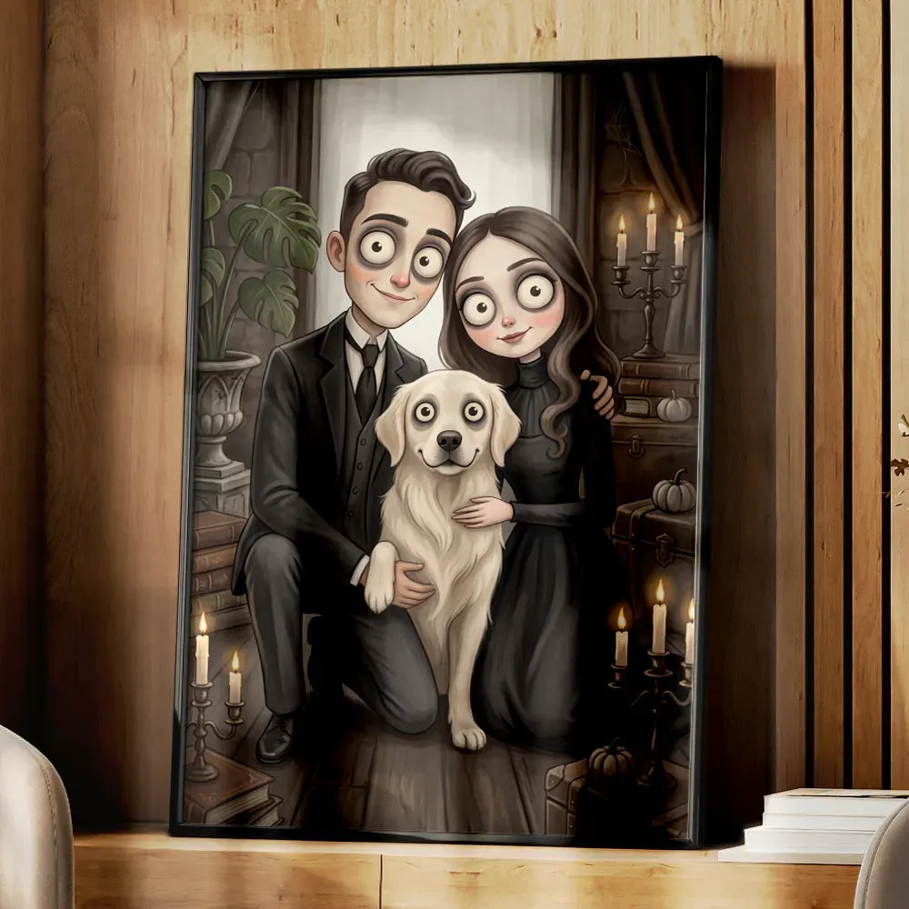Custom Photo Gothic Portrait Art Couple Spooky Halloween - Personalized Poster