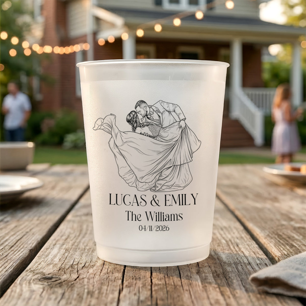 Custom Couples Photo, Wedding Reception Favors, Engagement Party - Personalized Cups