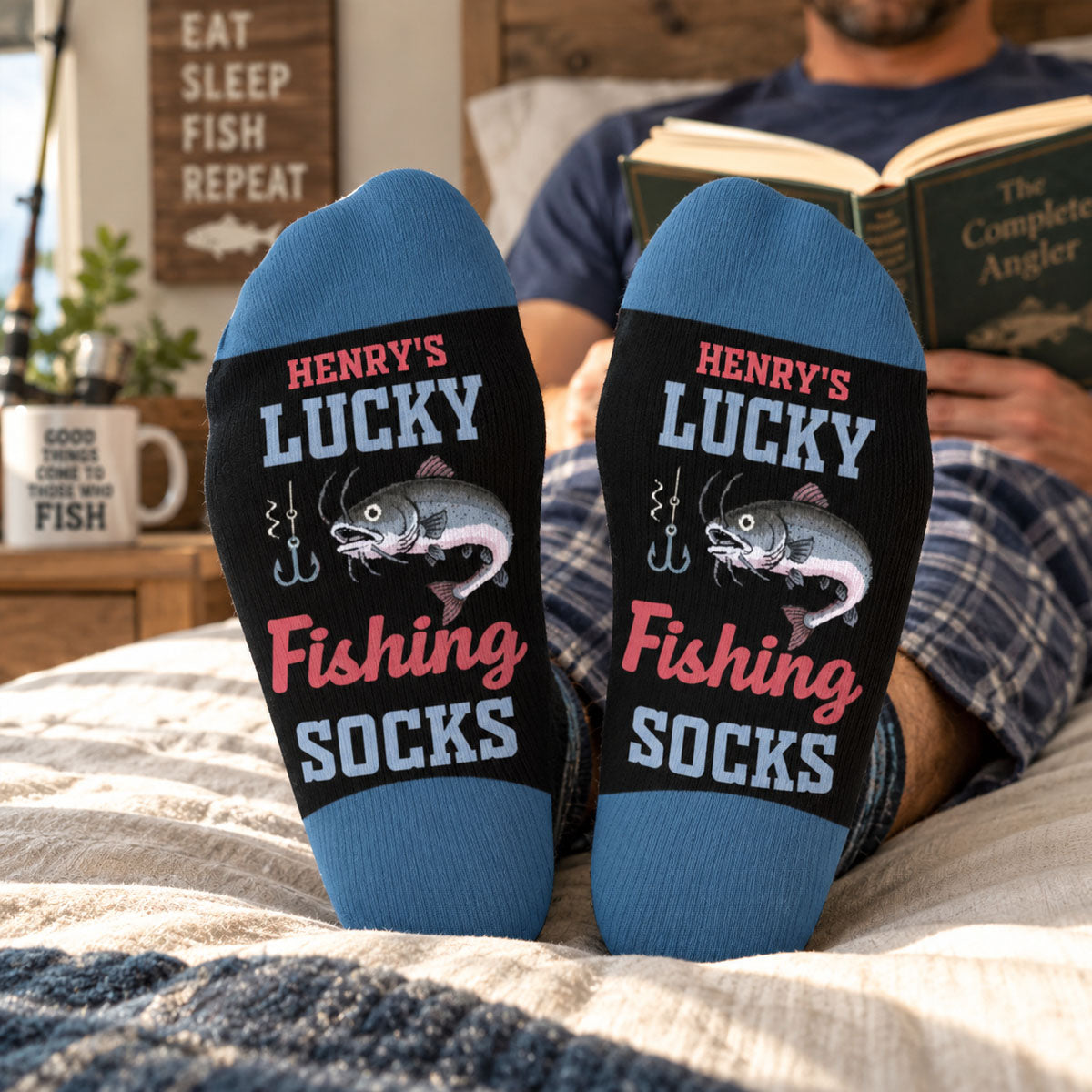 Personalized Crew Socks – Gift for Fishing Lovers – Hooked For Life