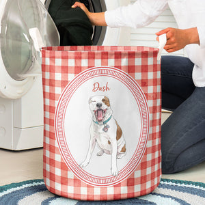 Custom Watercolor Pet Portrait Striped Pattern - Personalized Basket