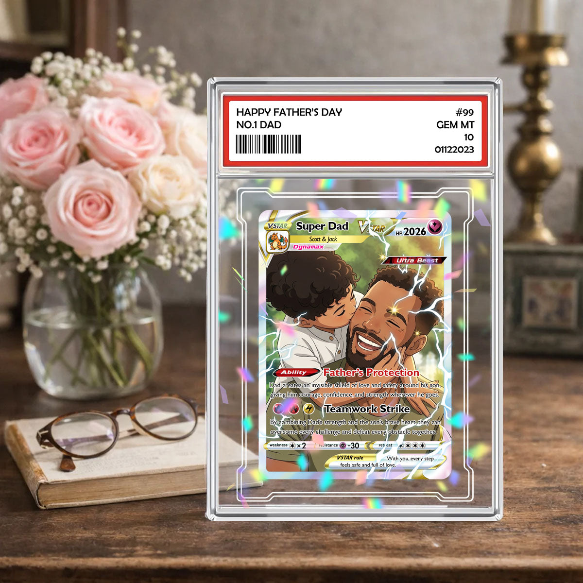 Personalized Father s Day Poke Card,Father s Day Gift, Custom PKM Photo Cards, Gifts for Gamer Dad, Custom PKM Trainer Card
