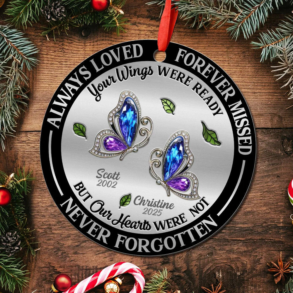 Memorial Always Loved Never Forgotten Gemstone Effect - Personalized Metal Ornament